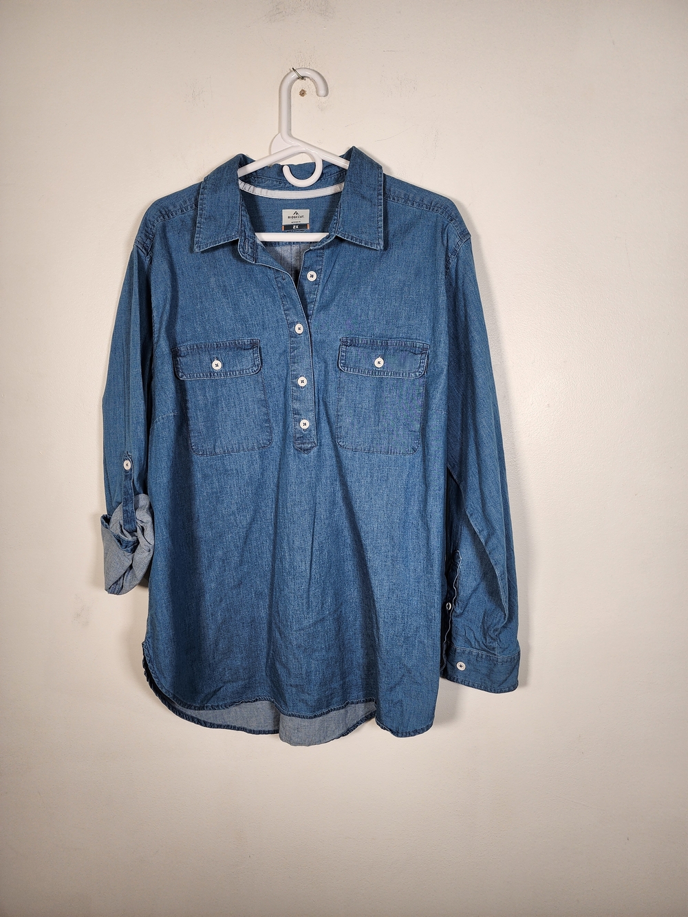 RIDGECUT Chambray Button-Front Shirt - Blue - Picture 3 of 7